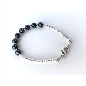 New Handmade Silver Bracelet Hematite Gemstones